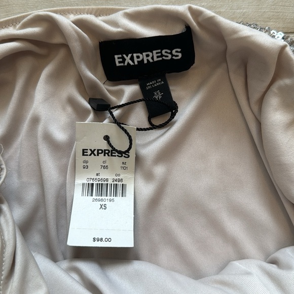 Express Gold Sequin Midi Skirt With Ruffle Detail and Slit XS - Picture 6 of 6